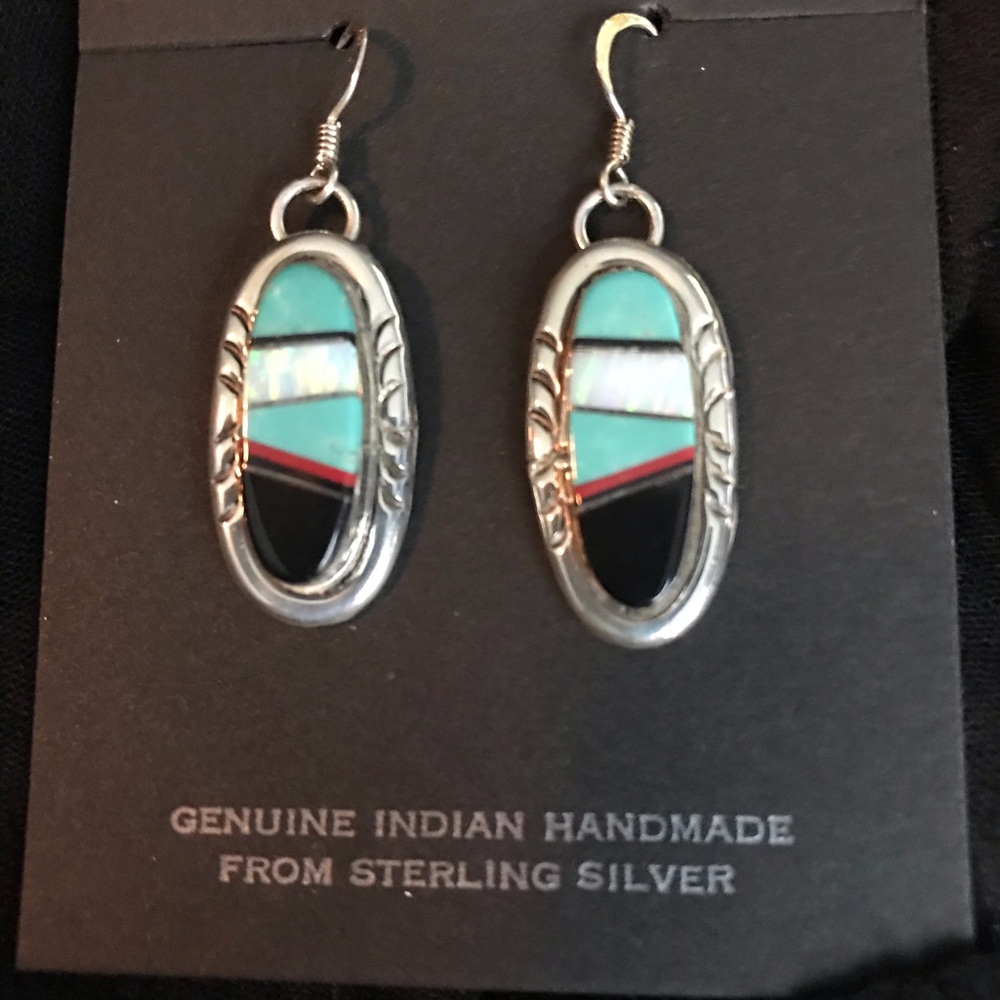 Native American Zuni inlay Earrings